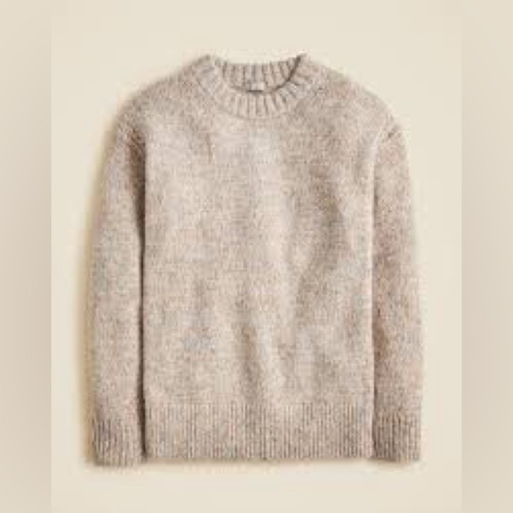 NWT J.Crew Relaxed Crewneck Pullover Sweater Wool Blend Small Gray Orange Cozy